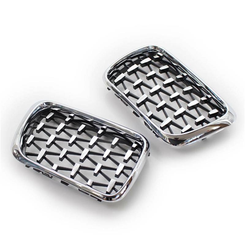Do BMW E36 Seria 3 1997-1999 Grill Samochodowy Styl Diamentowy Przednia Nerka ABS Przednia Pokrywa Grill Srebrny 51138195152 51138195151 Części