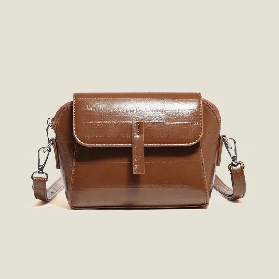 Women's PU Leather Shoulder Bags Monochromatic Crossbody Bag Feminine Bags
