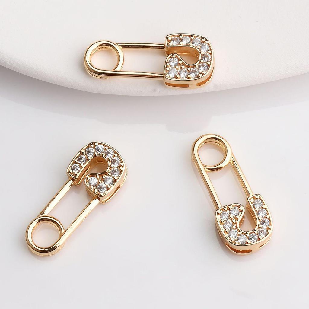 14K Gold-Filled Zircon Brooch Clip for DIY Crystal Bracelets