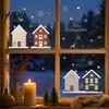 Elk Fir Tree Stickers 2Pcs Christmas Snowy House Static Window Clings, Snowflake Deer Glass Reusable Festive Decals Decals, No-Adhesive for Home Cafe