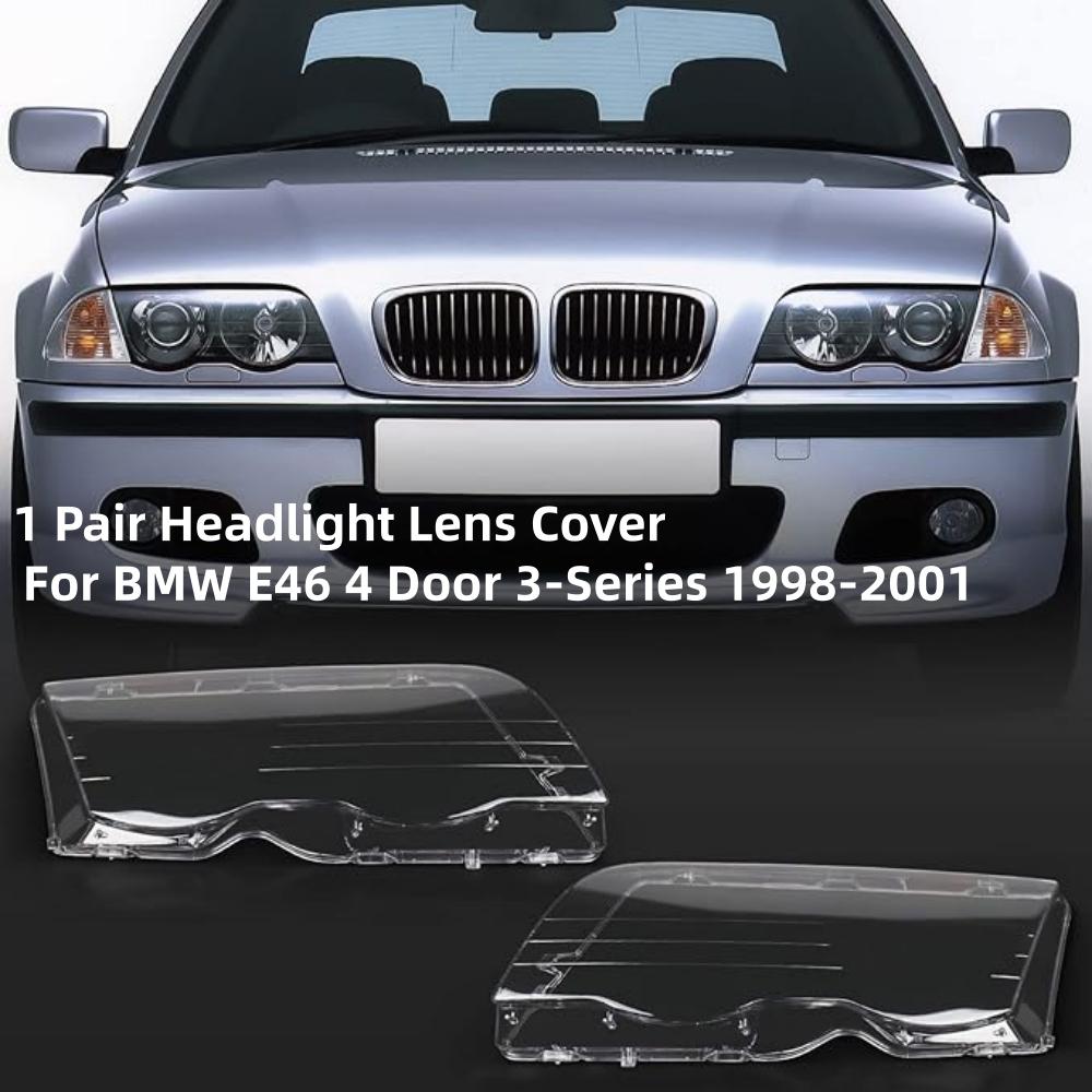 1 Pair Car Headlight Lens Cover For BMW E46 4 Door 3-Series 1998-2001 HeadLamp Bright Covers Clear Lamp Shell