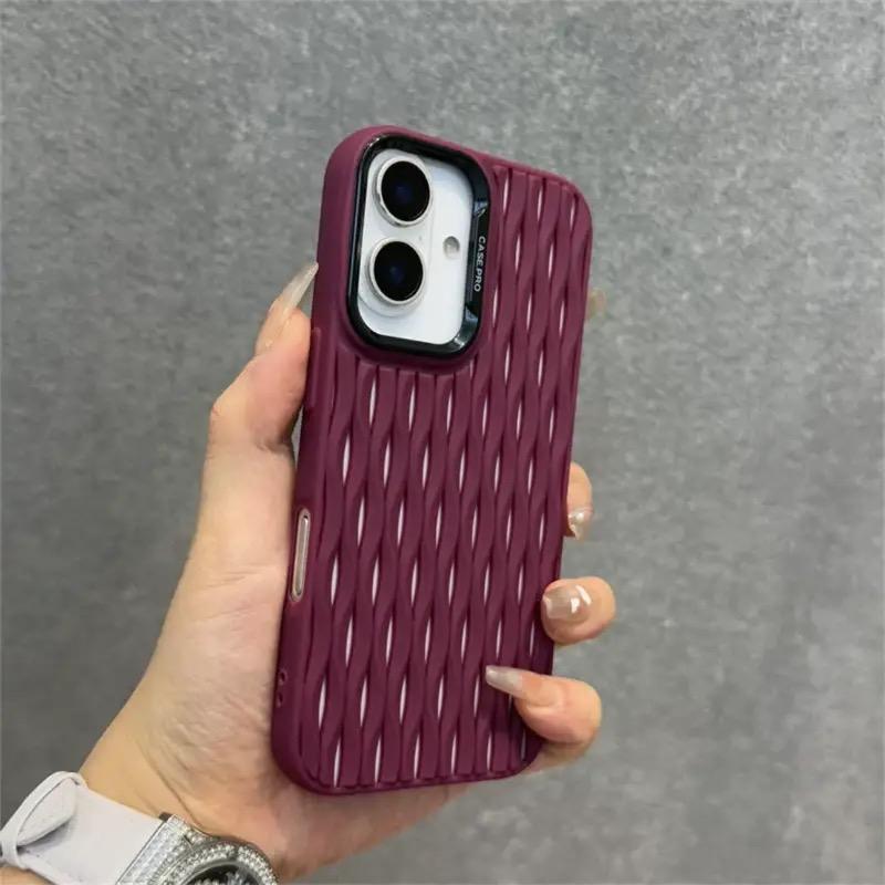 Hollow Dissipate Heat Mesh Silicone Case For iPhone 16 Pro Max 15 Plus 14 13 12 ProMax 11 Wave Cooling Shockproof Soft Cover