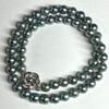 Used Strong Akoya Pearl Necklace 7.5-8.0mm Cobalt Blue Silver Engraved Pearl Necklace