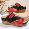 Fashion Fashion Contrast Color Wedge Sandals Women Casual Cross Strap Platform High Heel Slippers Woman Comfortable Summer Beach Slides