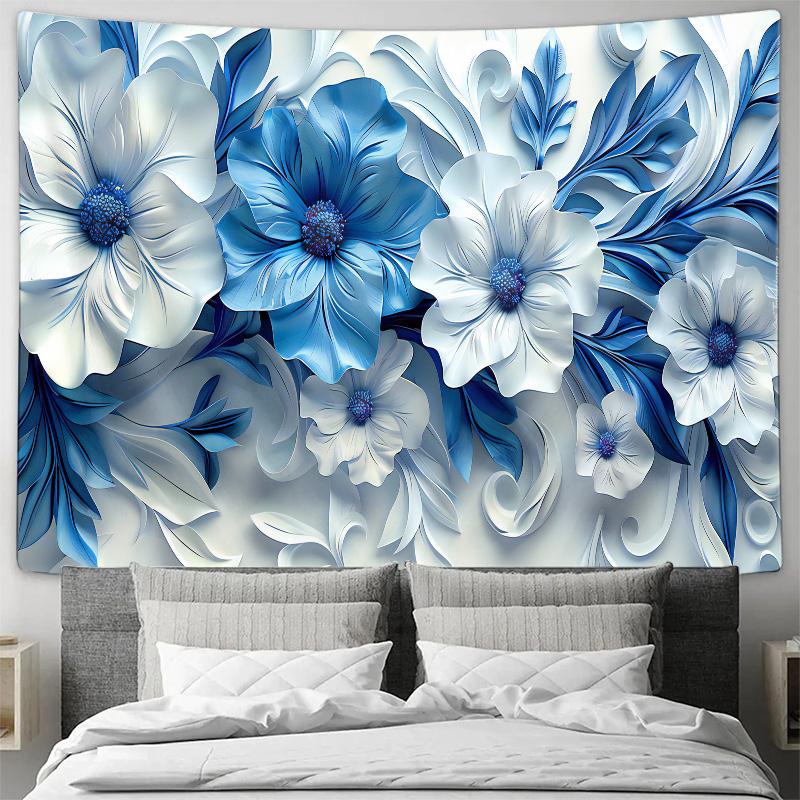 Blue Dreamy Floral Tapestry  Bedroom Wall Decor Hanging