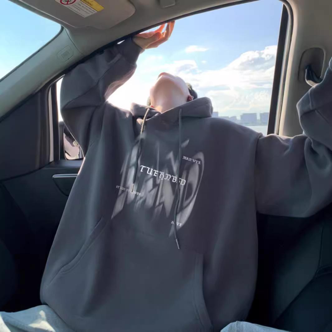 

Новый свободный повседневный подростковый плащ с принтом для осени и зимы XXXL темно-серого