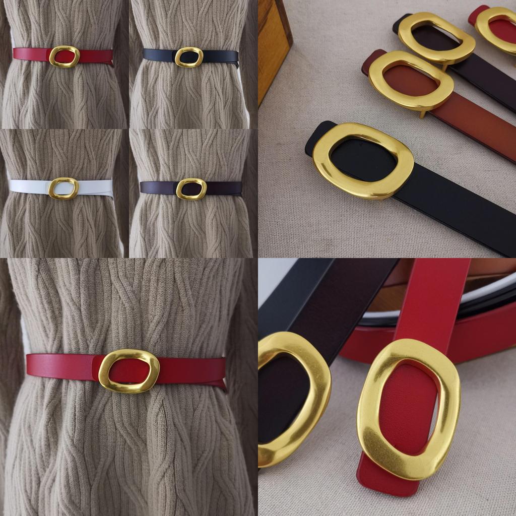 Fashion Leather Waist Belt For Women With Silver Button Closure For Daily Use