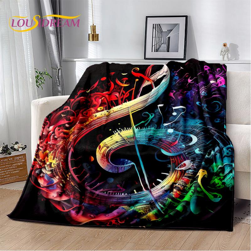 Note Music Colorful Musical Score Cartoon Blanket,Soft Throw Blanket for Home Bedroom Bed Sofa Picnic Travel Office Cover Child