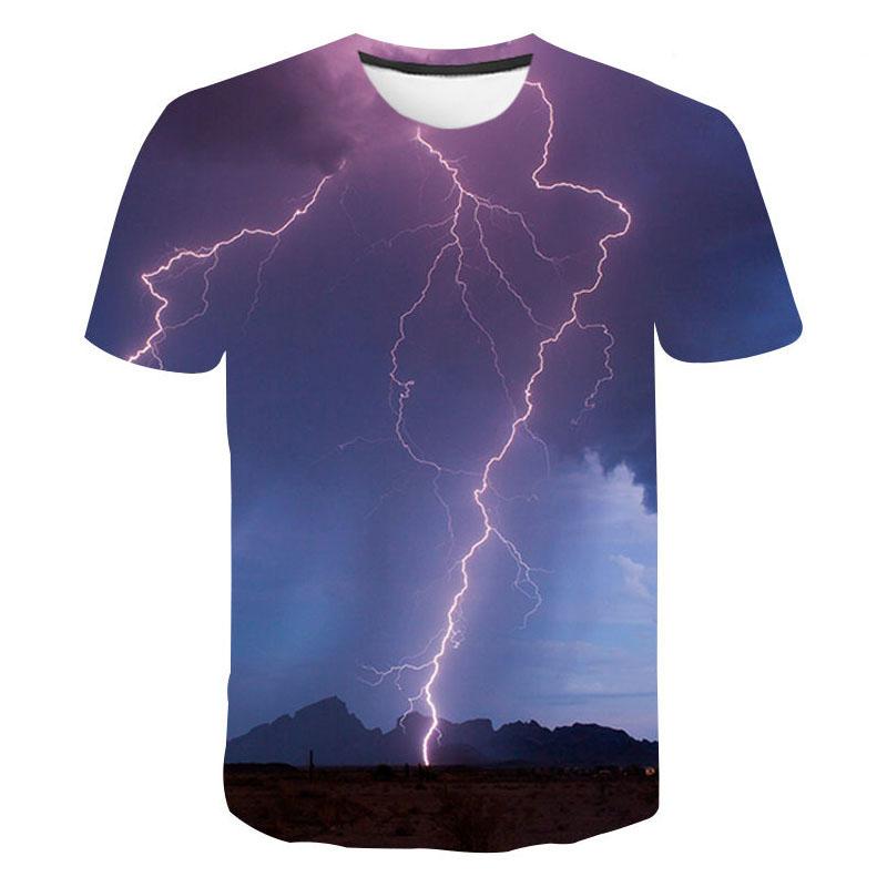 Summer Fashion Cool Lightning Graphic T Shirts Men Trend Casual Streetwear 3D Printed Leisure Sports Oversized t shirt Tops