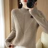 Half Turtleneck Thickened Knitted Sweater Solid Color Casual Sweater for Women Long-sleeved Loose Pullover Autumn