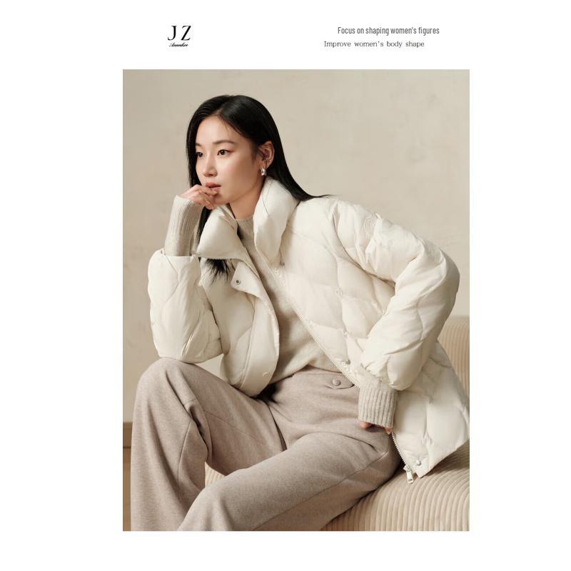 JZ·ANNACAU Women's Stand-Collar Short Duck Down Jacket
