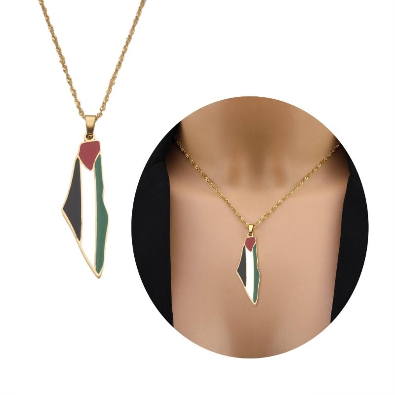 Thoughtful Gift PLE Map Pendant Necklace Stainless Steel Adjustable Chain Necklace Neck Jewelry for Loved Ones