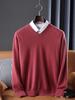 Men's Casual Autumn & Winter 100% Pure Wool V-Neck Loose Knit Sweater