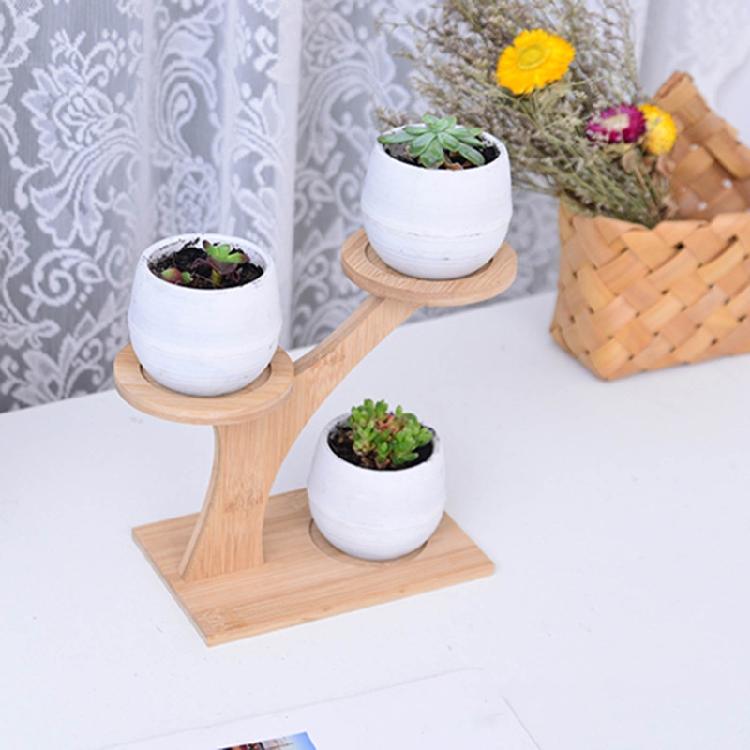 Durable Planter Tray Anti Deformed Bamboo Plants Pot Holder Stand for Succulent