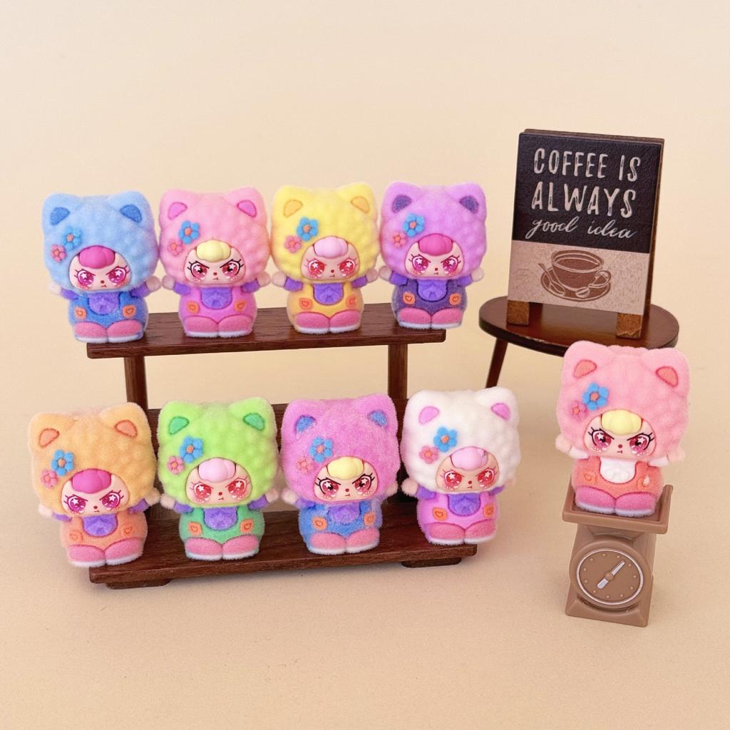 9pcs/Set Flower Cat Doubao Figure Toy Mini Cat Figurine Desktop Decoration Model Ornaments Toys Boys Girls Christmas Gifts