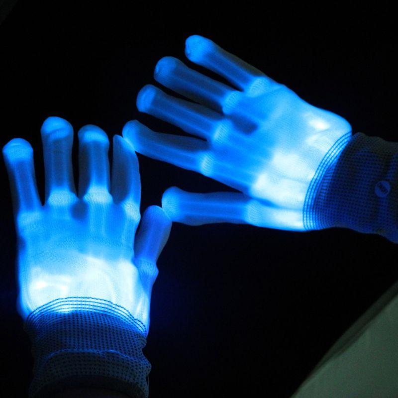 

American EDM Disco Electronic Music Festival Equipment Bar Performance Light-up Gloves Led Colorful Color Changing Gloves Palm Racket Needle Blue All yards