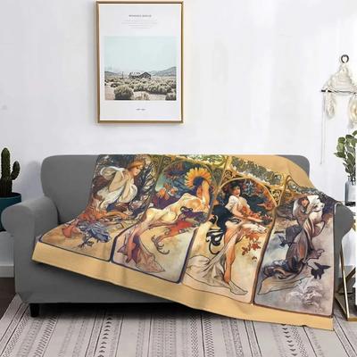 Renaissance Art Painting Blanket Medieval Vintage European Aesthetic Warm Comfortable Flannel Throw Blanket Art Women Blankets