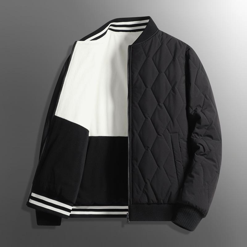 High-end men's autumn and winter cotton-padded clothes, new baseball collar jacket, casual jacket, and large-size cotton clothes.