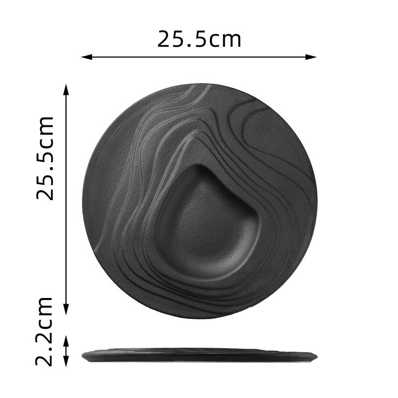 Nepravidelné keramické talíře v jednotné barvě Kreativní restaurace Talíř na steak Unikátní lehce luxusní nádobí Talíř na lahodný dezert Sushi talíř