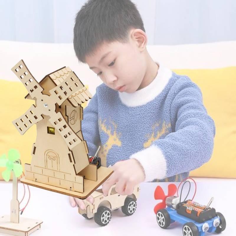 Maison à vent électrique personnalisable en bois à monter soi-même, jouet éducatif STEM pour les élèves
