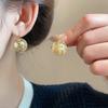 Purple Zircon Alloy Earrings With Ceramic Post Semi-Transparent Design Minimalist Chic Drop Women