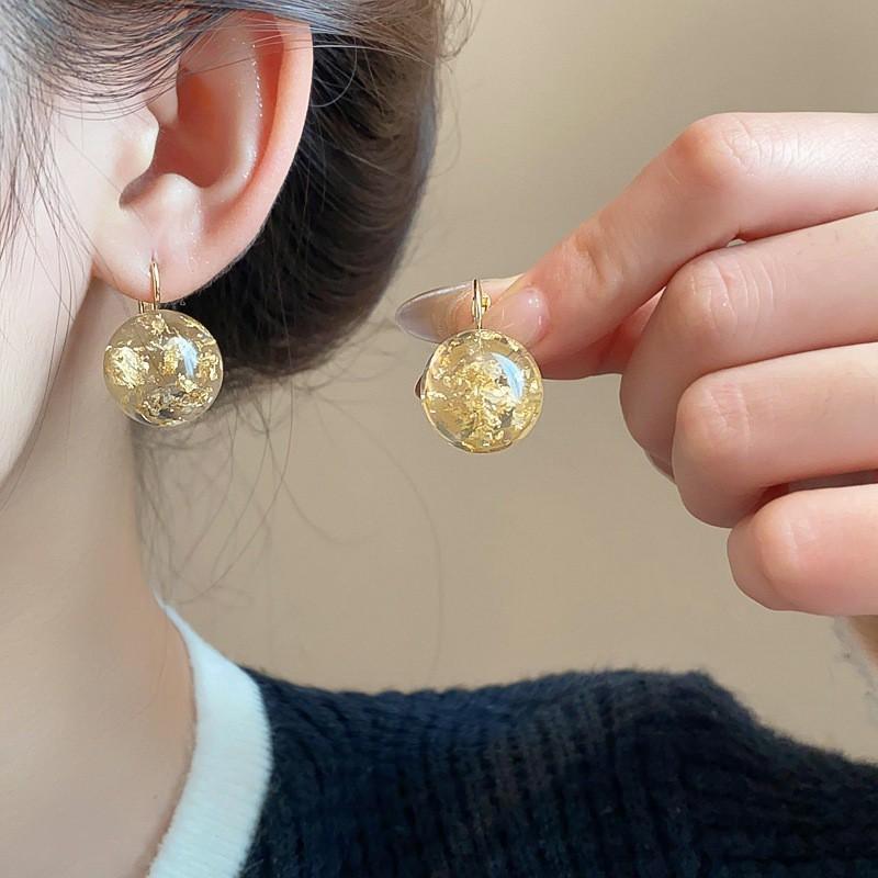 Purple Zircon Alloy Earrings With Ceramic Post Semi-Transparent Design Minimalist Chic Drop Women