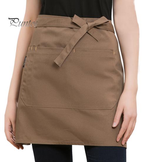 

Водонепроницаемый полуфартук унисекс с карманом для официантки, поясной фартук для шеф-повара, устойчивый короткий фартук на шнуровке для ресторана, кафе темный кофе