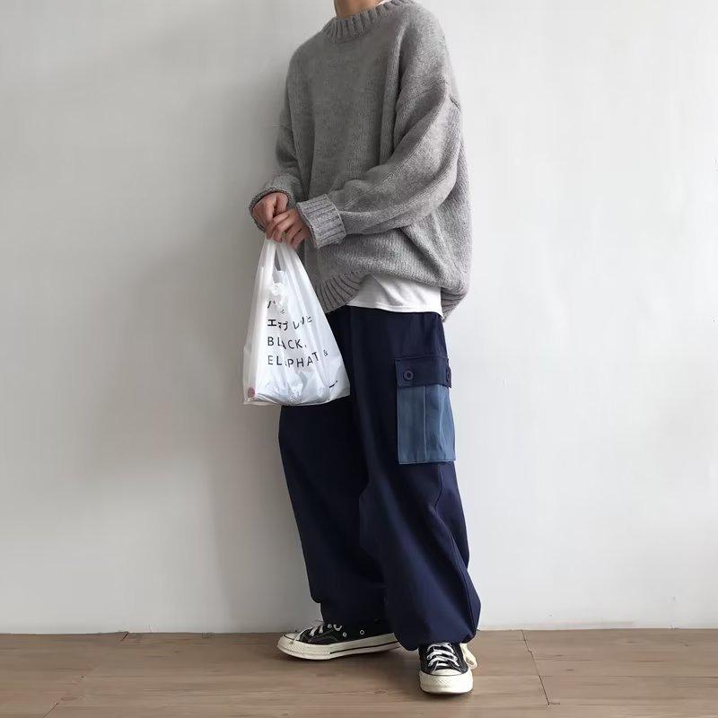 Unisexový japonský volný pletený zimní svetr - Trendy svetr s kulatým výstřihem pro muže a ženy