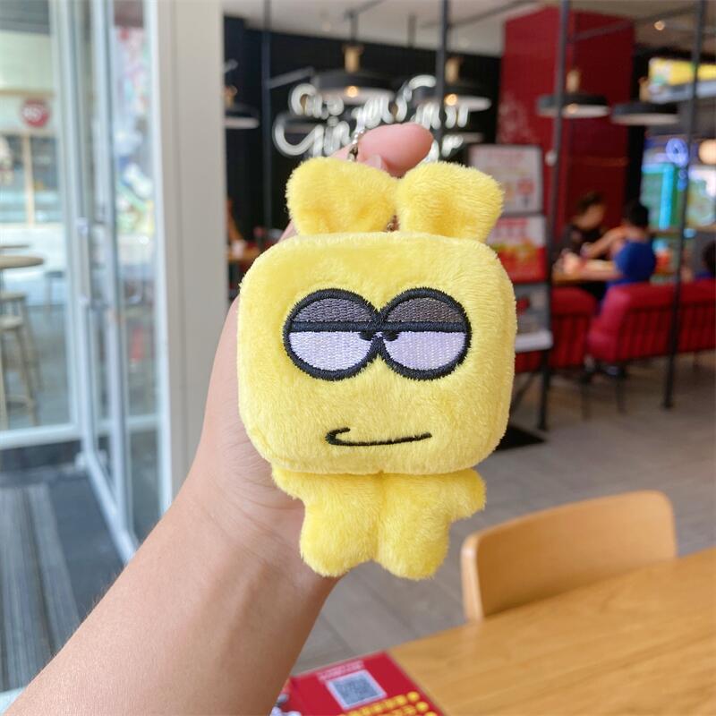 

Wow! 4-Inch Cute Rabbit Plush Toy Pendant - Square-Faced Small Doll for Bags With Bead Chain