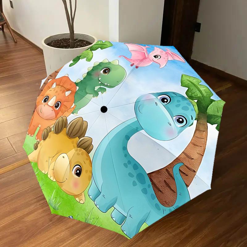 1PC Dinosaur Jungle Umbrella-8-Rib Reinforced, Automatic Open, Lightweight & Durable, Cute Fashion Accessory for Outdoor, Beach or Casual Use, Beach U