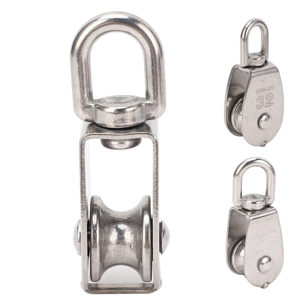 Marine Pulley Stainless Steel Lifting Single Pulley Block Wire Rope Hanging Towing Wheel for Sailboa