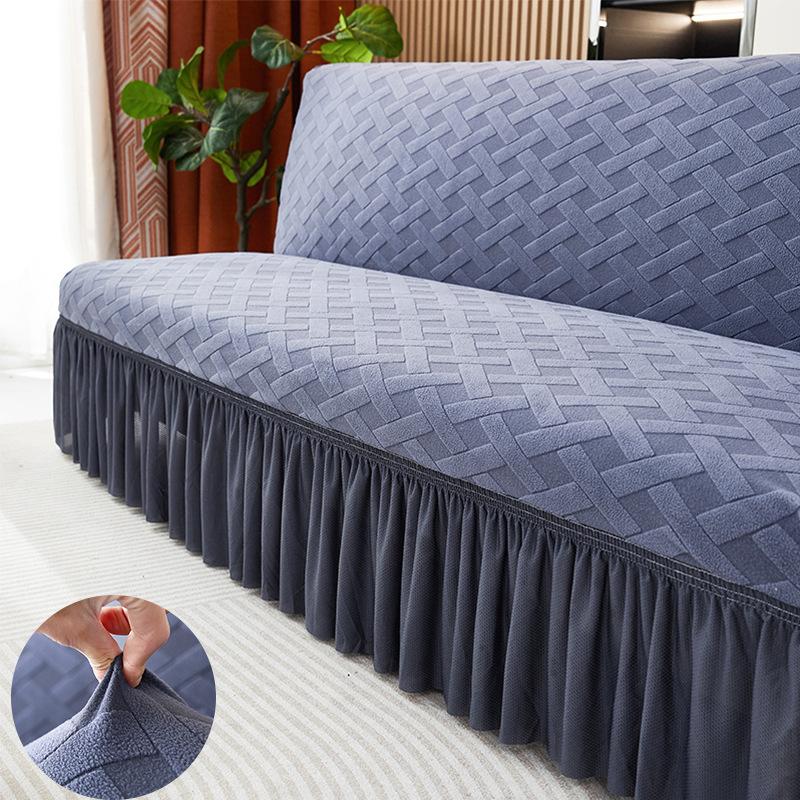 Solid Color Jacquard Spandex Armless Sofa Cover Four Seasons Universal Slipcover Stretch Sofa Bed Couch Protector 1234 Seater S Size 120-150cm 8390₽