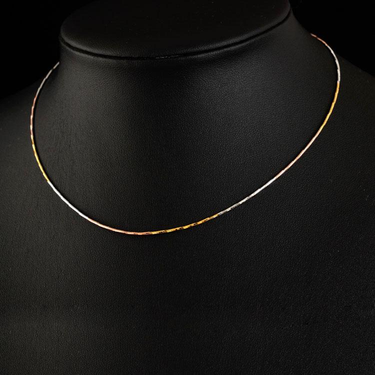 Fashionable Versatile Three-Color Gold Silver Necklace S925 Silver Color Women's Pendant Chain Sweater Chain