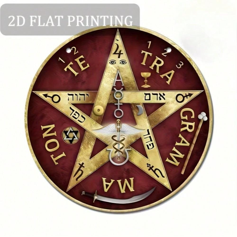 Metall Wandkunst Vintage Pentagramm 8x8 Zoll Flaches Aluminiumschild Heimbar Dekor Geschenk