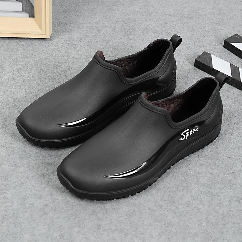 

New fashion short rain shoes men s four-season work shoes low-top non-slip kitchen shoes fishing water shoes waterproof rain shoes 39 чёрный