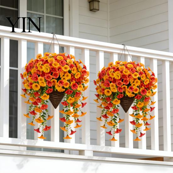 Künstliche Prunkwinden-Girlande, Falsche Herbst-Hängeblumen-Pflanzen, UV-beständige Thanksgiving-Ernte-Heimdekorationen für die Wand
