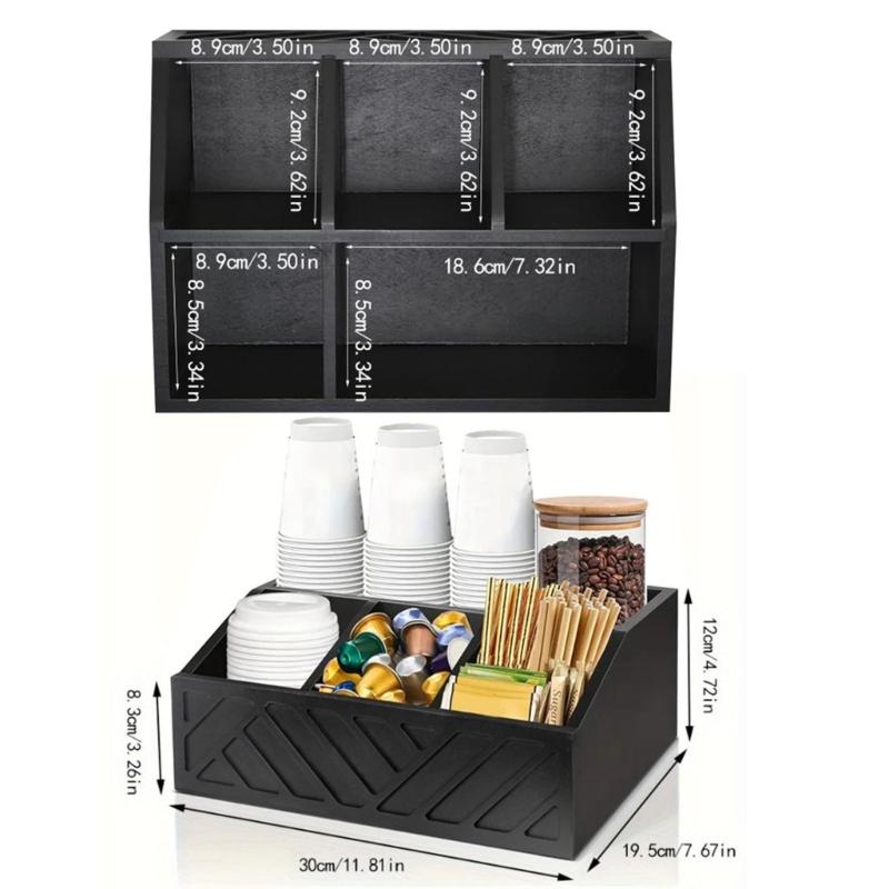 Multipurpose Coffee Organizers with Engraved Designs Portable Accessory for Creating Clean Coffee Bar Environment