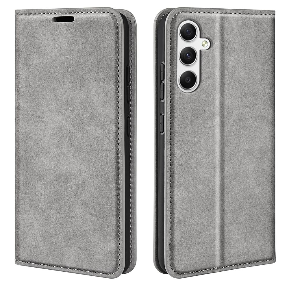 For Samsung Galaxy A35 5G Skin Touch Feeling Case PU Leather Magnetic Auto-absorbed Phone Cover