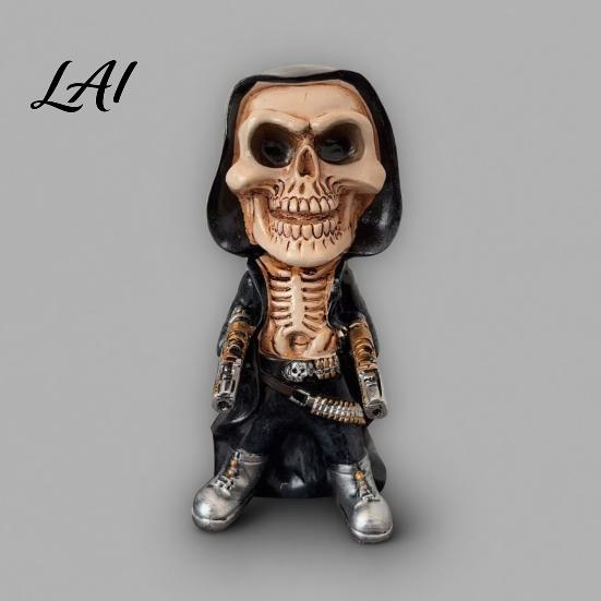 Collectible Skull Decoration Halloween Skeleton Warrior Sculpture Resin Art Soldier Figurine Statue Home Decor Gunner Model Ornaments for