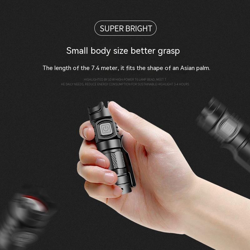 High Quality 20W LED Flashlight USB Charging Fixed Focus Super Bright Torch Waterproof Outdoor Aluminum Alloy Tactical Flashligh