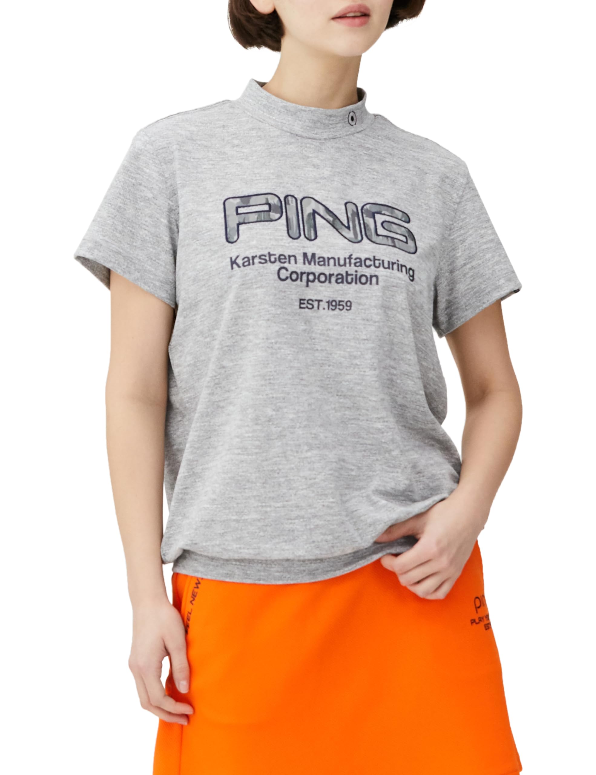 

рубашка UV Гольф Серая L [Pin Apparel] Женская с коротким рукавом и высоким воротом (DRYMIX влагоотводящий, быстросохнущий, защита) / / 622-4167200 022_Heather
