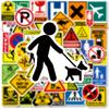 10/30/50pcs Creative Warning Signs Stickers Danger Banning Cartoon Decals Laptop Motorcycle Helmet Phone Funny Graffiti Sticker