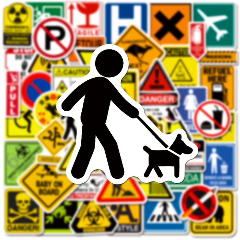 10/30/50pcs Creative Warning Signs Stickers Danger Banning Cartoon Decals Laptop Motorcycle Helmet Phone Funny Graffiti Sticker