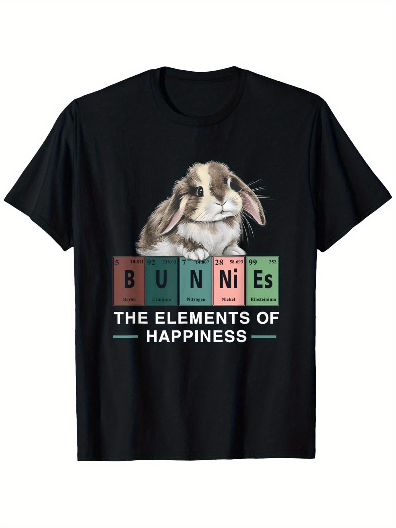 

Elements of Happiness Mini Holland Lop Bunny Rabbit Lover T-Shirt Men S Casual Cotton T-Shirt - Black Graphic Tee Soft 100% Cotton S разноцветный