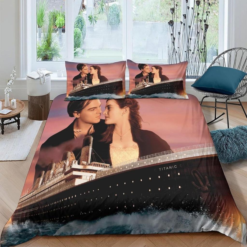 Titanic Ship Ocean Bedding Set 3D Printing Children Duvet Cover Pillowcase Boys Girls Bedroom Double Queen King Quilt Bed Set
