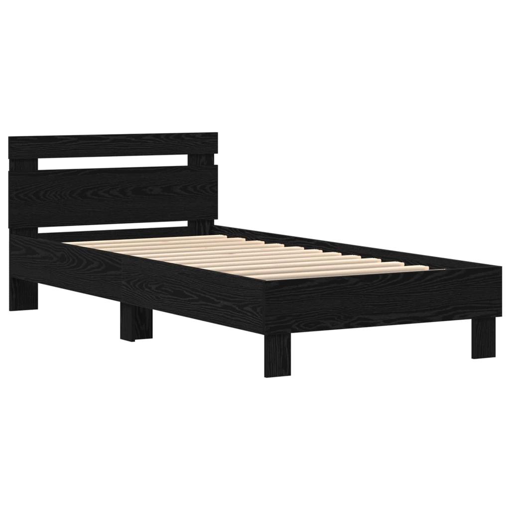 Bed Frame Black Oak Effect 75 x 190 cm Engineered Wood