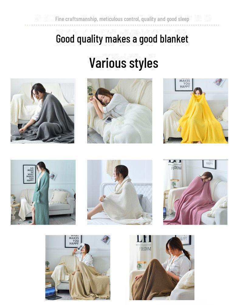 Cross-Border Knitted Lightweight Shawl: Cozy Autumn/Winter Blanket for Office, Airplane & Leisure