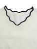 2026 Fall/Winter Color Block V-Neck Knit Sweater - Casual Wave Edge Short Wool Top
