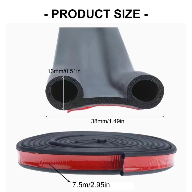 Multiple Purpose Truck Tailgate Trunk Seal Strips 7.5m Strong Rubber Weatherstrip Simple Installs for Campers Vehicles