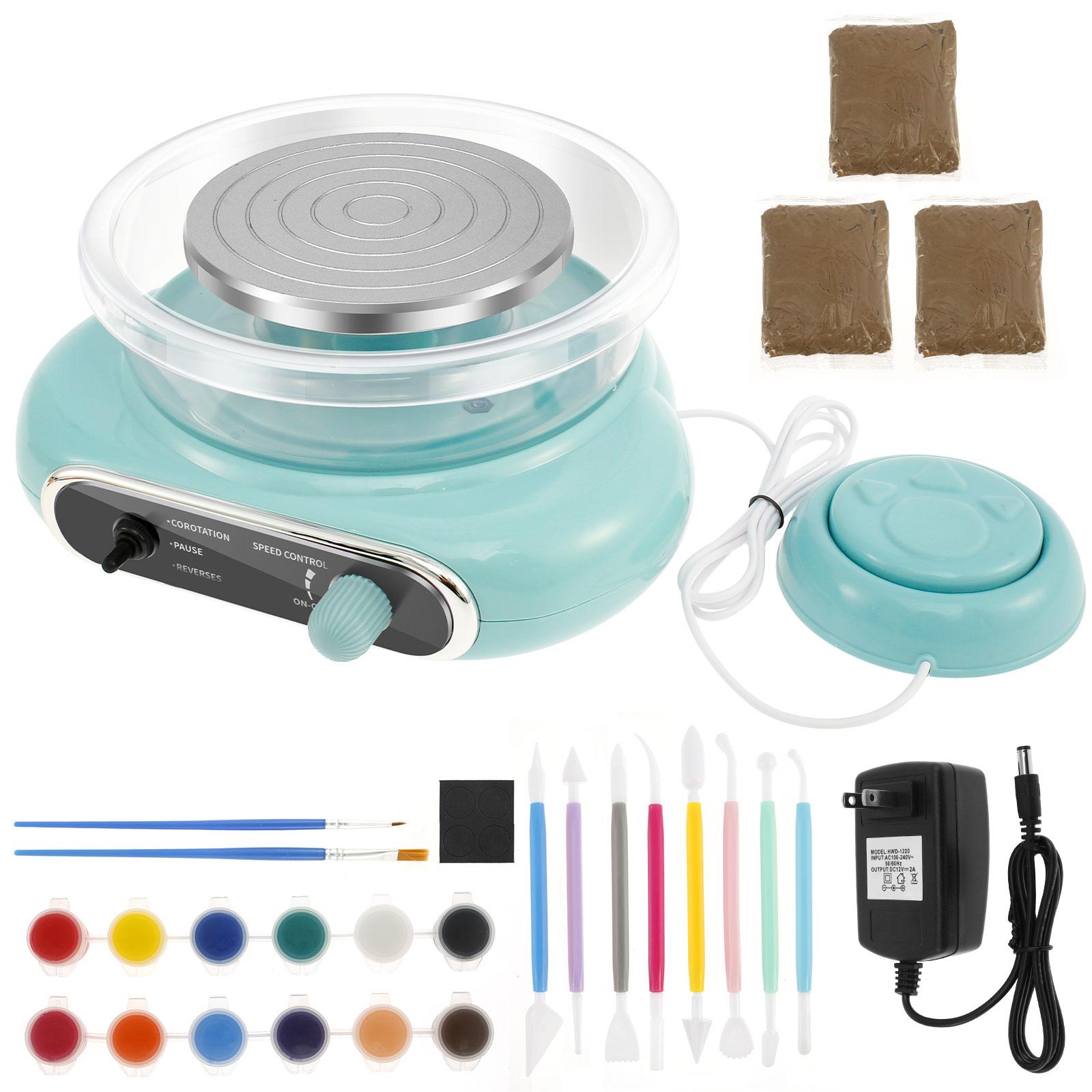 Детский гончарный круг Комплект Мини-гончарный круг Регулируемая скорость Гончарный круг Набор для творчества Практичный электрический гончарный круг